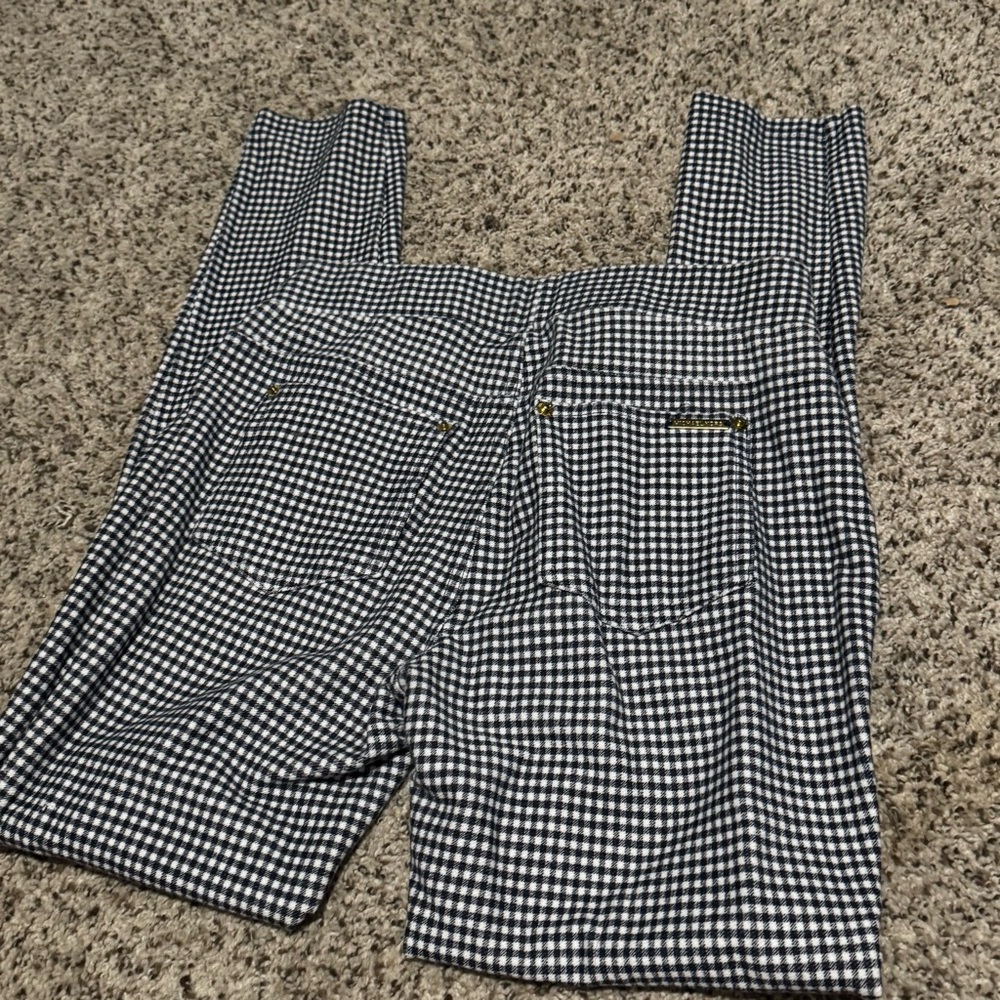 Michael by Michael Kors Blue White Checkered Pants Leggings